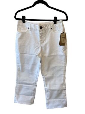 NEW Coldwater Creek City Jean Roll Cuff Crop Denim Capri Jeans White 8P
